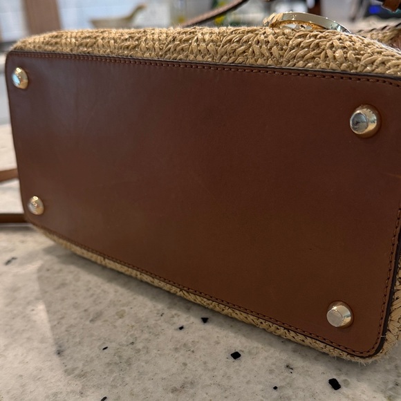 MICHAEL Michael Kors Straw Rosalie Medium Tan and Brown Purse - Picture 9 of 16